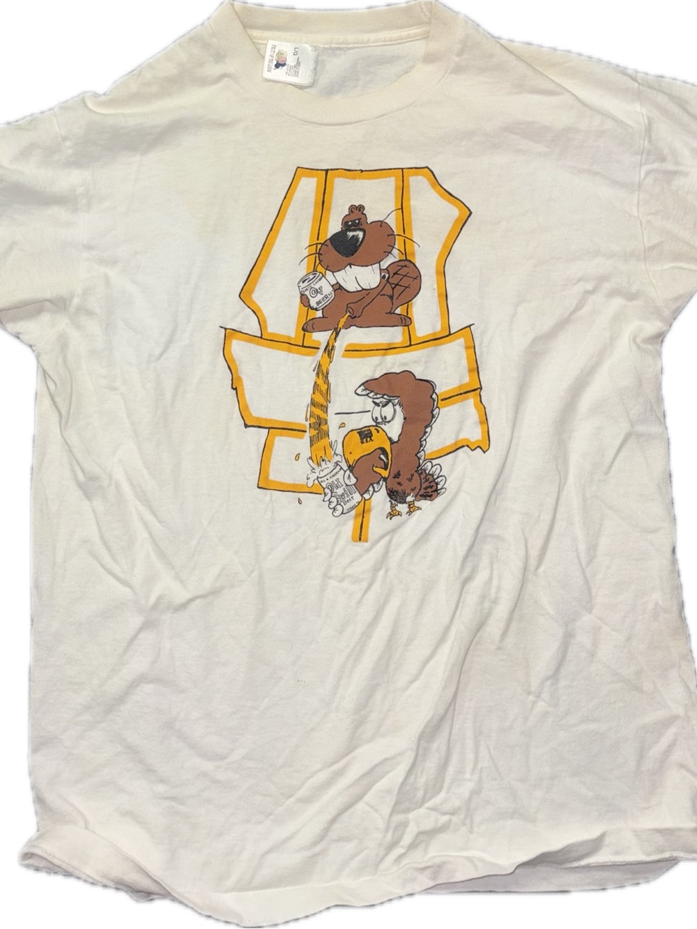 Vintage Canadian Beaver vs American Eagle Beer T-Shirt XL 🍺
